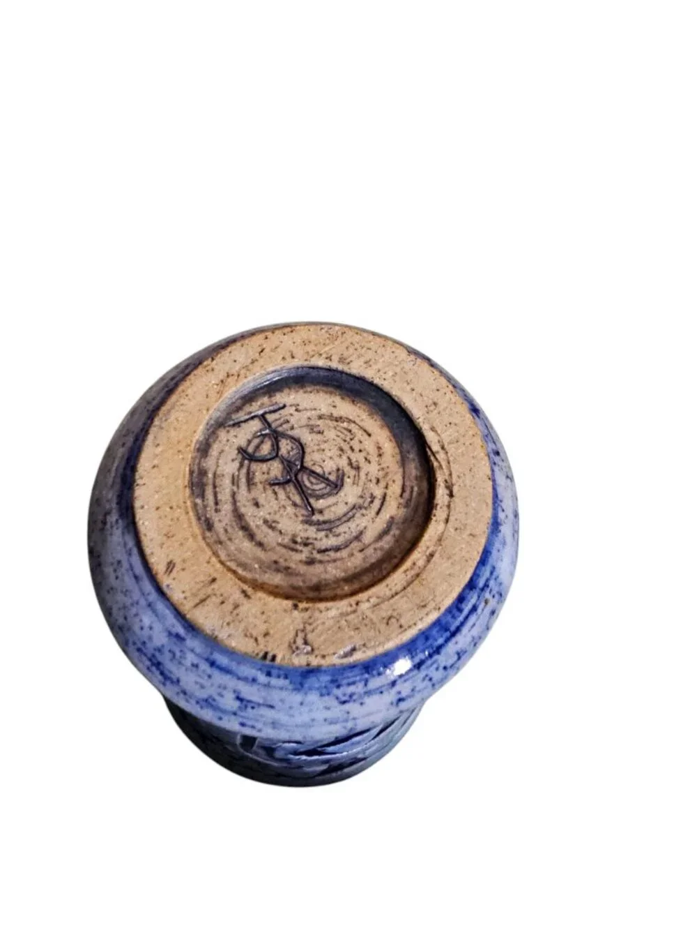Blue Ceramic Decor Vase With Intricate Nautical & Floral